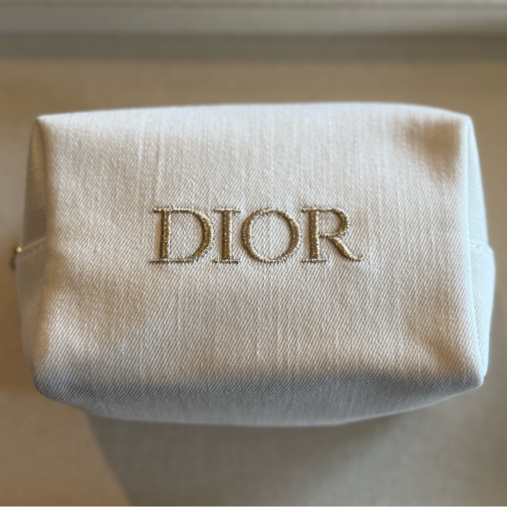 Dior Gold Cream Cosmetic Bag & Mini Fragrances